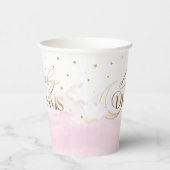ベビーの夢の月と星ピンクの赤ちゃんシャワー 紙コップ (右)