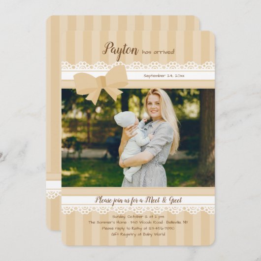 ベビーの大会は写真の招待状に挨拶し、 招待状 (正面/裏面)