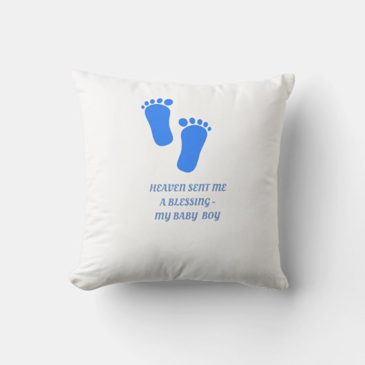 ベビーの天使の天国によって送られる男の子の枕 クッション (正面)