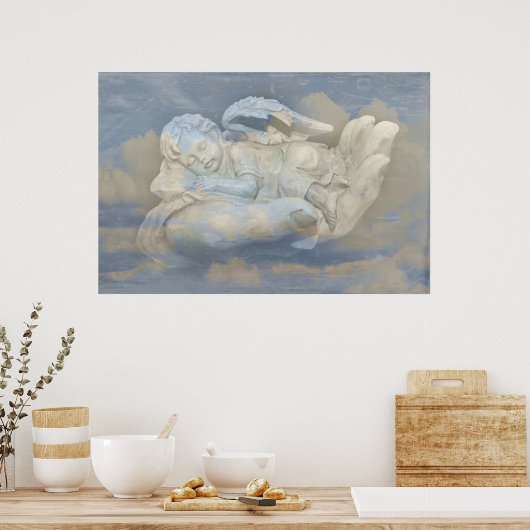 ベビーの天使の翼が神の手で眠る ポスター (キッチン)