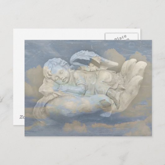 ベビーの天使の翼が神の手で眠る ポストカード (正面/裏面)