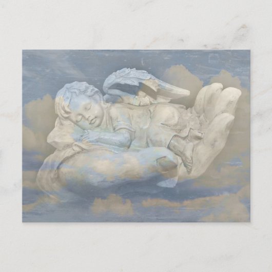 ベビーの天使の翼が神の手で眠る ポストカード (正面)