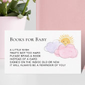 ベビーの太陽と雲の女の子の赤ちゃんシャワーのための本 エンクロージャーカード