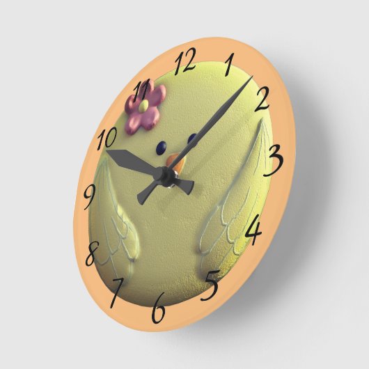 ベビーの女の子のかわいい黄色とピンク ラウンド壁時計 (傾斜)