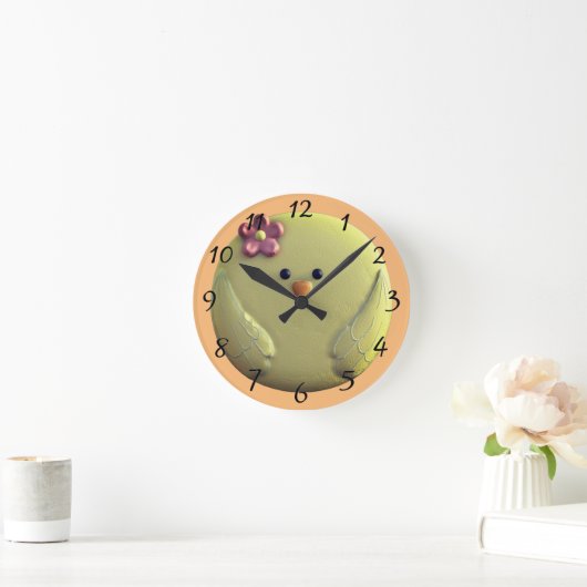 ベビーの女の子のかわいい黄色とピンク ラウンド壁時計 (ホーム)