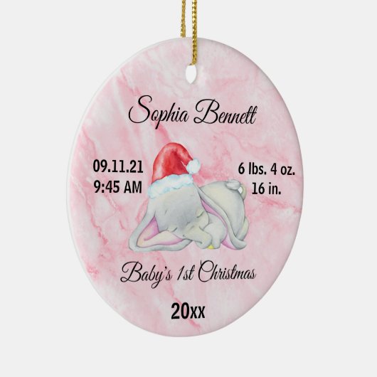 ベビーの女の子の初めてのクリスマス象カスタムの写真 セラミックオーナメント (右)