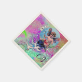 ベビーの妖精で鳩の紫のティール（緑がかった色）の輝き スタンダードカクテルナプキン (角)