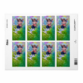 ベビーの妖精で、スパークルスバイオレットグリーンに鳩を持つ ラベル (フルシート)