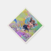 ベビーの妖精で、紫色の緑のきらめきを持つ スタンダードカクテルナプキン (角)