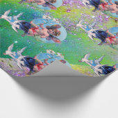 ベビーの妖精で、紫色の緑のきらめきを持つ ラッピングペーパー (角)