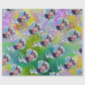 ベビーの妖精で、紫色の緑のきらめきを持つ ラッピングペーパー (フラット)