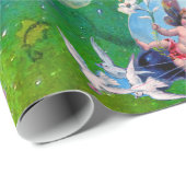 ベビーの妖精で、紫色の緑のきらめきを持つ ラッピングペーパー (ロールコーナー)