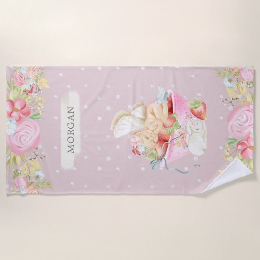 ベビーの妖精のかわいい庭の魅惑的なモノグラム ビーチタオル (正面)