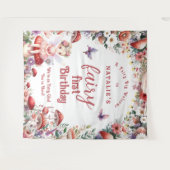 ベビーの妖精の最初の誕生日パーティー歓迎の背景 タペストリー (正面(横))