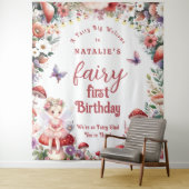 ベビーの妖精の最初の誕生日パーティー歓迎の背景 タペストリー (インサイチュ)
