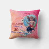 ベビーの妖精、ピンクのスパークルスベビーガールの統計 クッション (裏面)