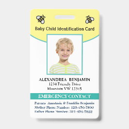 ベビーの子の写真名ID識別カード バッジ