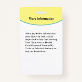 ベビーの子の写真名ID識別カード バッジ (裏面)