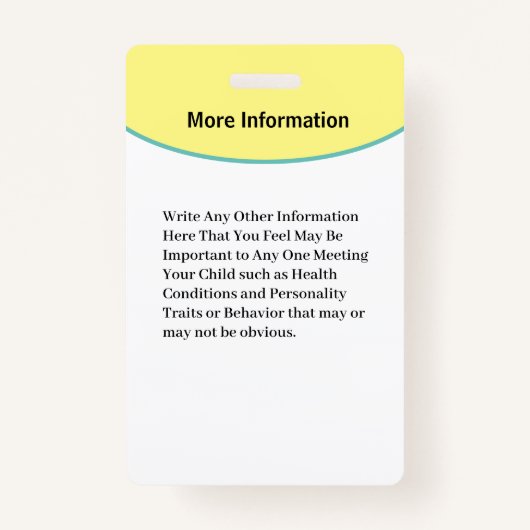 ベビーの子の写真名ID識別カード バッジ (裏面)