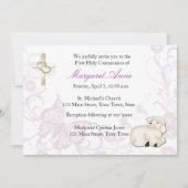 ベビーの子ヒツジの紫色の宗教招待状 招待状 (正面)