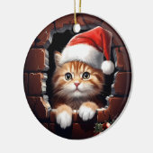 ベビーの子猫inサンタハットクリスマス セラミックオーナメント (左)