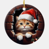 ベビーの子猫inサンタハットクリスマス セラミックオーナメント (裏面)