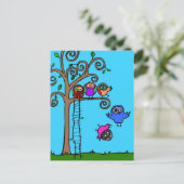 ベビーの学フクロウが飛ぶ ポストカード (スタンド正面)