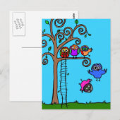 ベビーの学フクロウが飛ぶ ポストカード (正面/裏面)