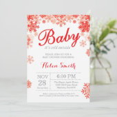 ベビーの寒い外の冬の赤い赤い赤い赤いシャワー 招待状 (スタンド正面)