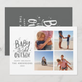 ベビーの寒い外マルチフォトクリスマスホリデー セーブザデート (正面/裏面)