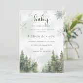 ベビーの寒さ冬の山の赤ちゃんシャワー 招待状 (スタンド正面)