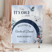 ベビーの寒さ熊の冬の赤モダンちゃんシャワー タペストリー