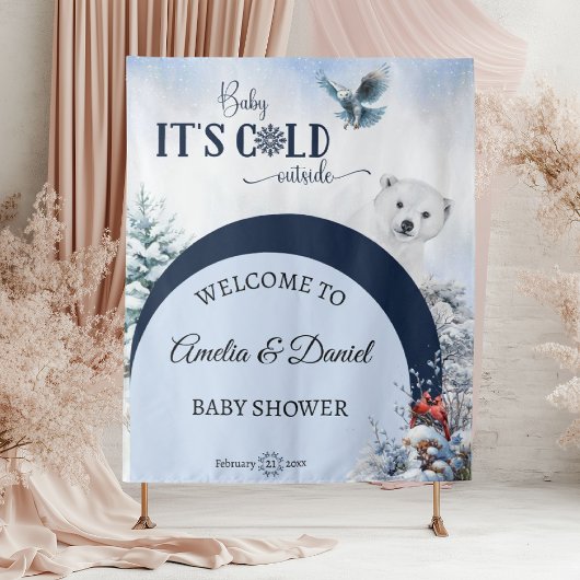 ベビーの寒さ熊の冬の赤モダンちゃんシャワー タペストリー