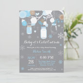 ベビーの寒さ、冬のメイソン・ジャー・ベビー・シャワー 招待状 (スタンド正面)