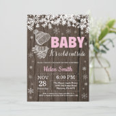 ベビーの寒さ、冬の女の子のベビーシャワー 招待状 (スタンド正面)