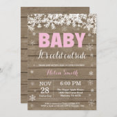 ベビーの寒さ、冬の女の子のベビーシャワー 招待状 (正面/裏面)