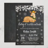 ベビーの寒さ、冬の鹿のベビーシャワー 招待状 (正面/裏面)