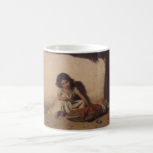 ベビーの少女(貧しい通りの子ども) コーヒーマグカップ (中央)