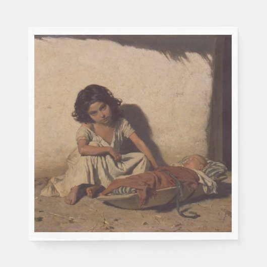 ベビーの少女(貧しい通りの子ども) スタンダードランチョンナプキン (正面)