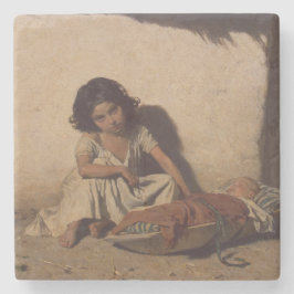 ベビーの少女(貧しい通りの子ども) ストーンコースター