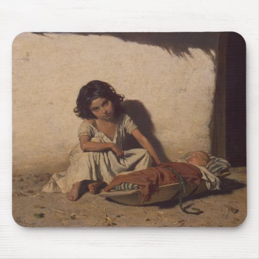 ベビーの少女(貧しい通りの子ども) マウスパッド (正面)