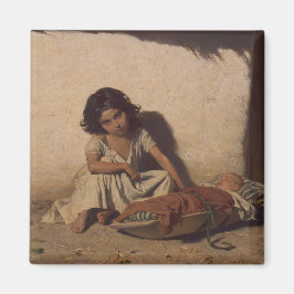 ベビーの少女(貧しい通りの子ども) マグネット