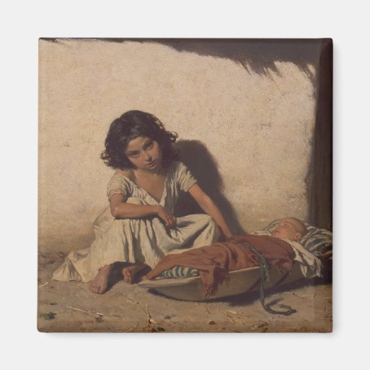 ベビーの少女(貧しい通りの子ども) マグネット (正面)