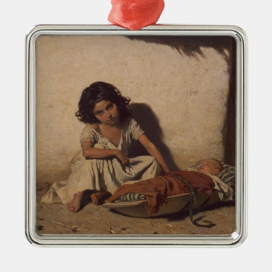ベビーの少女(貧しい通りの子ども) メタルオーナメント (正面)