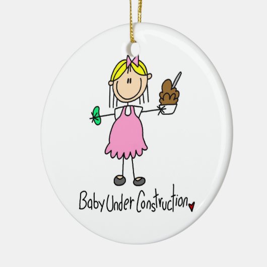 ベビーの建設中のTシャツおよびギフト セラミックオーナメント (左)