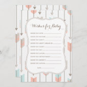 ベビーの弓矢のシャワーゲームの願い アドバイスカード (正面/裏面)