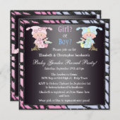 ベビーの性はかわいいベビー及びバニーを明らかにします 招待状 (正面/裏面)