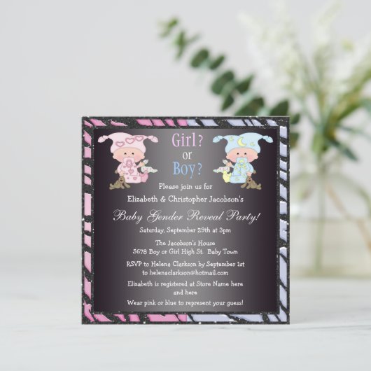 ベビーの性はかわいいベビー及びバニーを明らかにします 招待状 (スタンド正面)