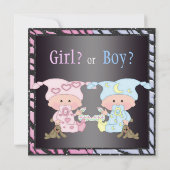 ベビーの性はかわいいベビー及びバニーを明らかにします 招待状 (裏面)