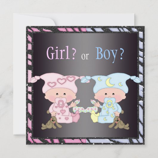 ベビーの性はかわいいベビー及びバニーを明らかにします 招待状 (裏面)